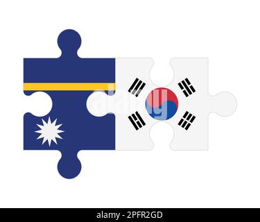 Connected puzzle of flags of Nauru and South Korea, vector Stock Vector