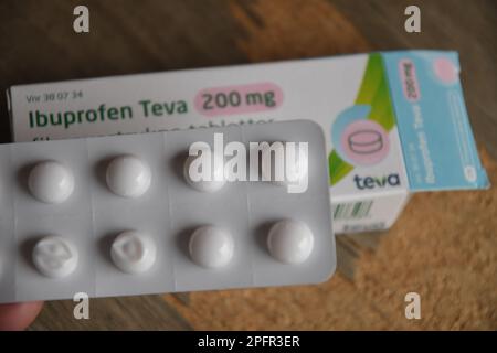 Copenhagen /Denmark/18 March 2023/Medicine Ibuprofen teva gm tablets danish capital. . (Photo.Francis Joseph Dean/Dean Pictures Stock Photo - Alamy