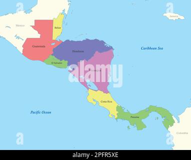 Political color map of South Asia with borders of the states. Stock Vector