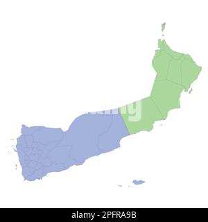 High quality political map of Yemen and Oman with borders of the regions or provinces. Vector illustration Stock Vector