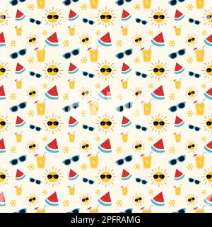 Summer seamless pattern. Summer pattern. beach pattern. Summer. hot sun pattern. seamless pattern Stock Vector