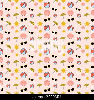 Summer seamless pattern. Summer pattern. beach pattern. Summer. hot sun pattern. seamless pattern Stock Vector