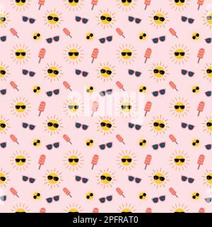 Summer seamless pattern. Summer pattern. beach pattern. Summer. hot sun pattern. seamless pattern Stock Vector