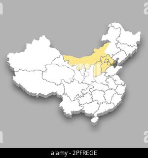 North region location within China 3d isometric map Stock Vector