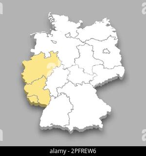 Western region location within Germany 3d isometric map Stock Vector