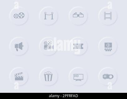 cinema gray vector icons Stock Vector