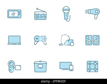 home appliances outline vector icons Stock Vector