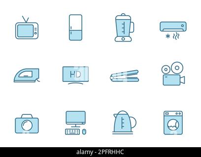 home appliances line vector icons Stock Vector