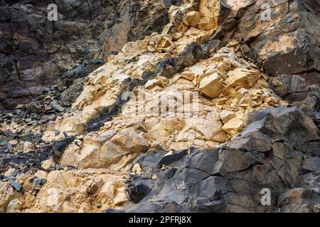 Geological footprints in Pena Horadada, west of Fuerteventura, Canary Islands Stock Photo