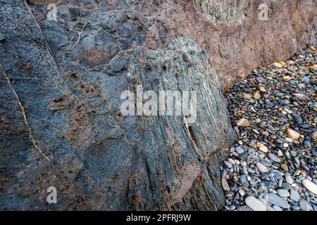 Geological footprints in Pena Horadada, west of Fuerteventura, Canary Islands Stock Photo