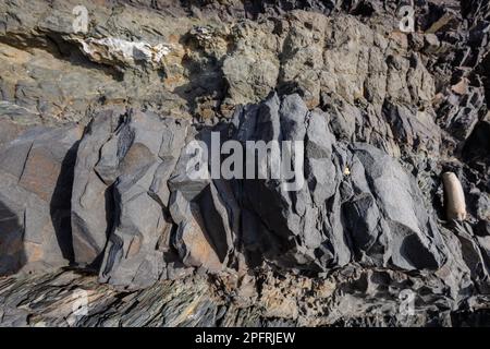 Geological footprints in Pena Horadada, west of Fuerteventura, Canary Islands Stock Photo