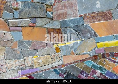 Detail of a colorful mosaic with abstract pattern. Venetian mosaic. Background and texture tile mosaic. Stock Photo