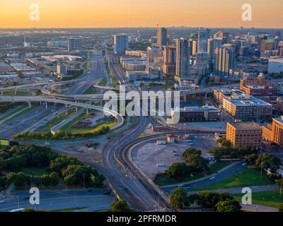 Aerial view of Dallas, Texas, from the Reunion Tower Observation Deck ...