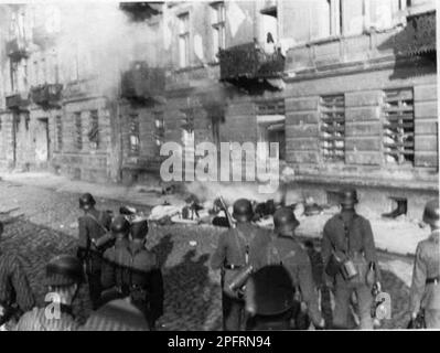 Warsaw Ghetto Uprising - Captured Jews are searched for weapons and ...