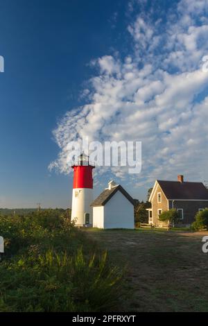 Nauset Beach Lighthouse in early morning  in Cape Cod National Seashore, Massachusetts Stock Photo