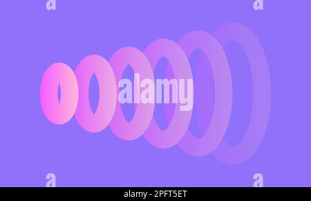 Abstract poster with colorful 3d rings. Smooth gradient background in minimal style. Sound fade visualization. Vector clipart Stock Vector