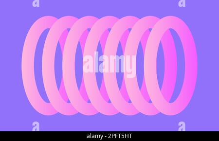 Abstract poster with colorful 3d rings. Geometric gradient background in minimal style. Vector clipart Stock Vector