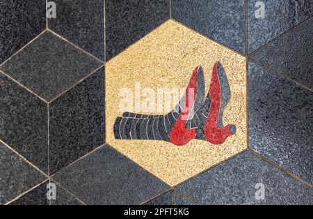 Dorothy's Ruby Slippers as pictured after the house fell on the Wicked Witch of the East in The Wizard of Oz Stock Photo