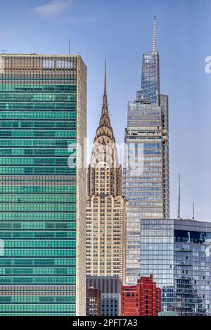 NYC icons UN Building (1951) and Chrysler Building (1930) with new ...