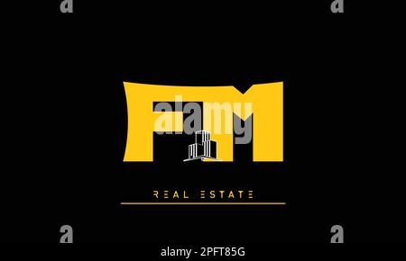 Real Estate letters Initials Monogram logo FM , MF Stock Vector