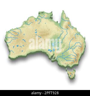 3d isometric relief map of Australia with shadow Stock Vector