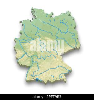 3d isometric relief map of Germany with shadow Stock Vector