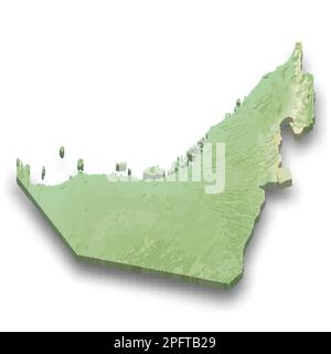 3d isometric relief map of United Arab Emirates with shadow Stock Vector