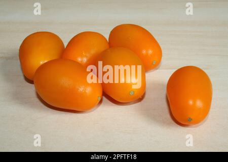 Nightshade, nightshade family, Plum Tomato (Solanum sp.) 'Golden Beauty Stock Photo