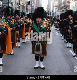 New York, New York - March 17th, 2023 : Annual St. Patricks day Parade in New York City along 5th ave. Stock Photo