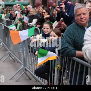 New York, New York - March 17th, 2023 : Annual St. Patricks day Parade in New York City along 5th ave. Stock Photo