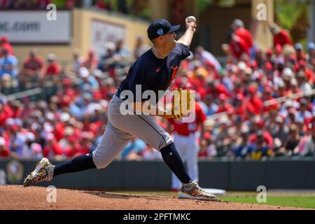 JUPITER, FL - MARCH 18: : Detroit Tigers pitcher Beau Brieske throws the  ball from the mound during a MLB spring training game between the Detroit  Tigers and the St. Louis Cardinals