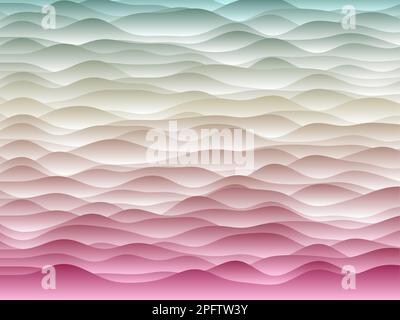 Abstract curves background. Smooth curves with gradients in teal and rose colors. Beautiful vector illustration. Stock Vector