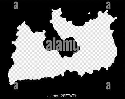 Stencil map of Milos. Simple and minimal transparent map of Milos. Black rectangle with cut shape of the island. Stylish vector illustration. Stock Vector