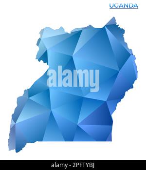 Vector polygonal Uganda map. Vibrant geometric country in low poly style. Neat illustration for your infographics. Stock Vector
