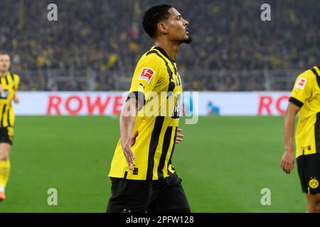 Germany. 18th Mar, 2023. goalschuetze Sebastien HALLER (DO) rejoices over his goal to 2:0 for Borussia Dortmund Cologne (K) 6: 1, on March 18th, 2023 in Dortmund / Germany. Credit: dpa picture alliance/Alamy Live News Stock Photo