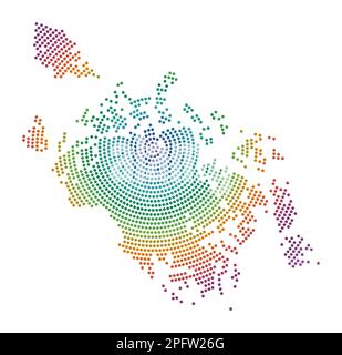 Cat Ba Island dotted map. Digital style shape of Cat Ba Island. Tech icon with graduated dots. Creative vector illustration. Stock Vector