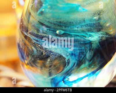 Hand blown multicolored glass macro abstract Stock Photo