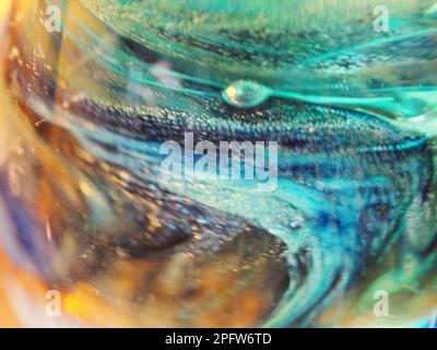 Hand blown multicolored glass macro abstract Stock Photo