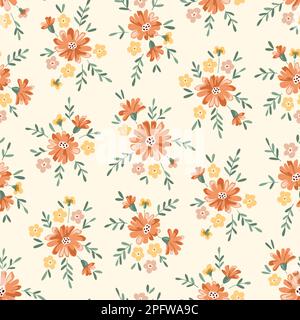 Delicate Chintz Romantic Meadow Wildflowers Vector Seamless Pattern Stock Vector