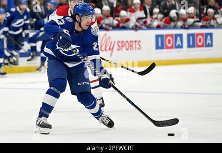 Michael Eyssimont of the Tampa Bay Lightning against the New