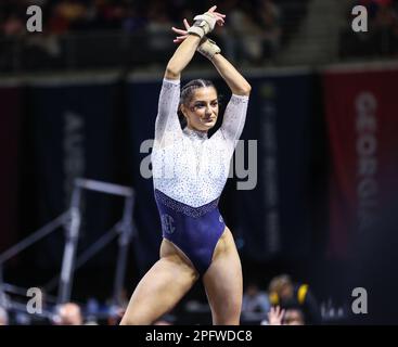 March 18, 2023: Auburn's Cassie Stevens competes on the floor exercise during the 2023 SEC Gymnastics Championships at the Gas South Arena in Duluth, GA Kyle Okita/CSM Credit: Cal Sport Media/Alamy Live News Stock Photo