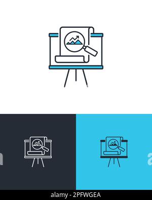 Presentation board with data and statistics chart for strategic planning and marketing campaign. Market research and data analysis concept. Vector ico Stock Vector