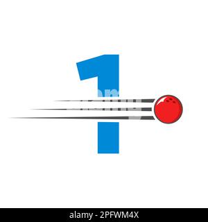 Initial Letter 1 Bowling Logo. Bowling Ball Symbol Vector Template Stock Vector