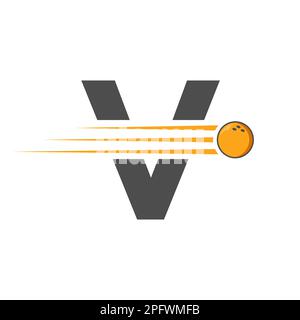 Initial Letter V Bowling Logo. Bowling Ball Symbol Vector Template Stock Vector