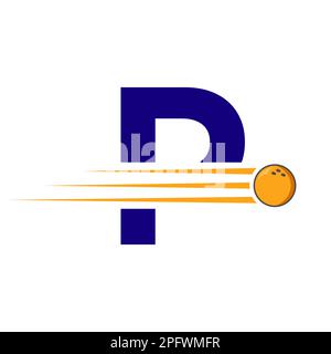 Initial Letter P Bowling Logo. Bowling Ball Symbol Vector Template Stock Vector