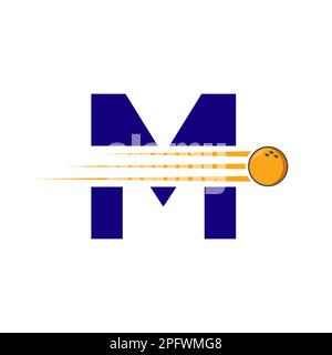 Initial Letter M Bowling Logo. Bowling Ball Symbol Vector Template Stock Vector