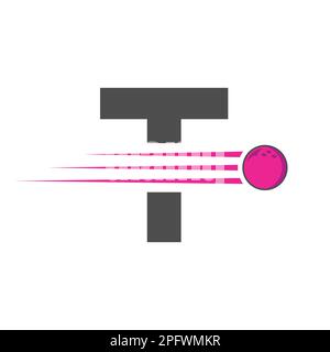 Initial Letter T Bowling Logo. Bowling Ball Symbol Vector Template Stock Vector