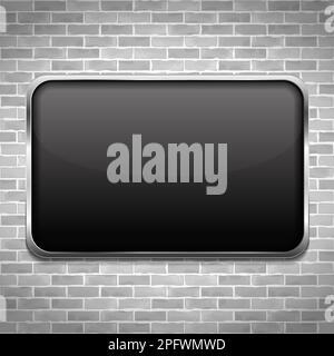 Black frame on brick wall, vector eps10 illustration Stock Vector