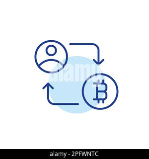 User bitcoin transactions. Secure cryptocurrency financial tools. Pixel perfect, editable stroke line icon Stock Vector
