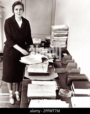 Dr. Frances Oldham Kelsey (1914-2015), a pharmacologist, physician, and FDA drug reviewer who refused to authorize Richardson-Merrell's Kevadon (thalidomide) and thus saved untold numbers of American children from serious birth defects, such as being born armless or legless. Kelsey was awarded the President's Award for Distinguished Federal Civilian Service by John F. Kennedy in 1962. Stock Photo